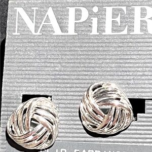 Napier Silver Knot Clip On Earrings